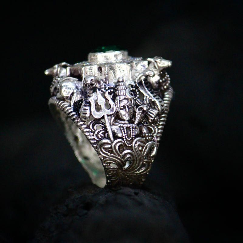 Lord Shiva Oxidized Silver Ring for Men – Casual Wear