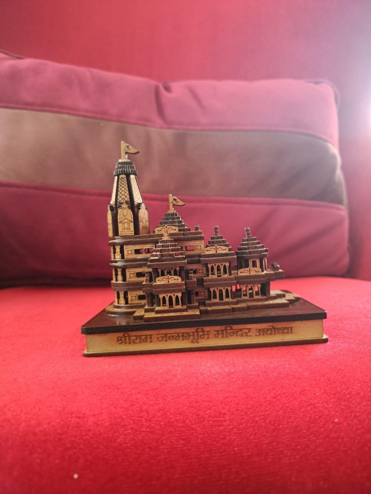 Shri Ram Mandir Ayodhya 3D Wooden Temple – Handcrafted Brown Decor