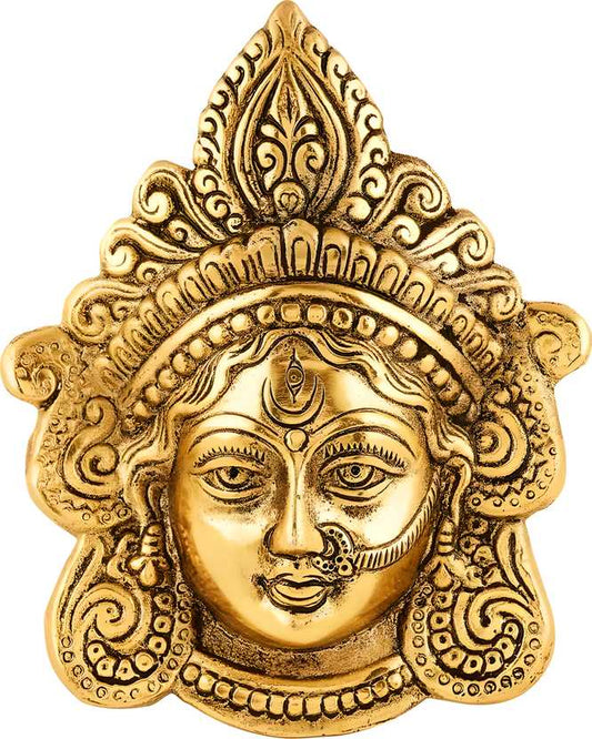 Durga Face Wall Hanging – Gold Plated Metal Idol Showpiece