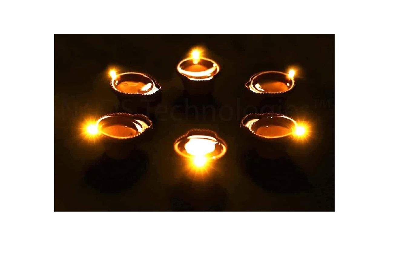 LED Light Water Sensor Diyas Plastic with, Ambient Lights, (Pack of 6)